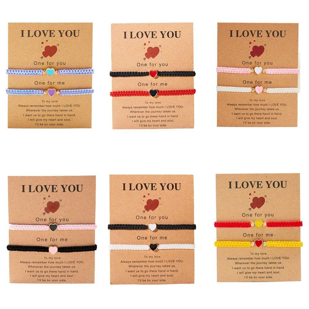 Contrasting Colors Heart Shape Bracelet Love Fortune Bracelet Heart Couple Bracelet  Friendship