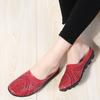 2025 New Summer Baotou Half Slippers for Women's Breathable PU Leather No Heel Slip-on Women's Shoes Flat Slippers Zapatos Mujer