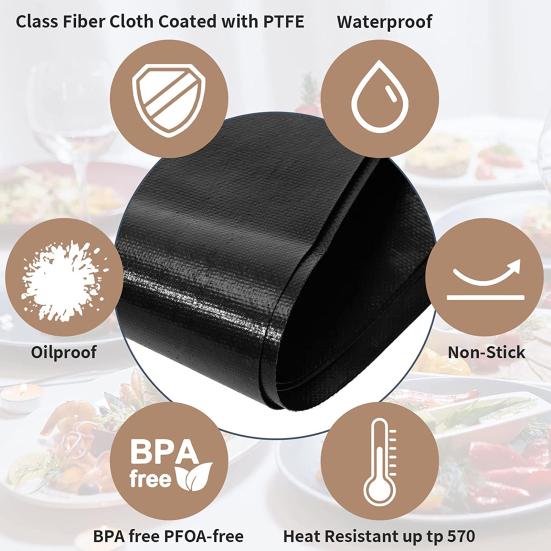 Газовая плита Неприлипающий вкладыш Защита от пятен Защита от деформации 5 отверстий Предотвращение разбрызгивания Эффективная очистка ПТФЭ Стекловолокно