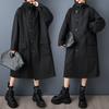 DIMANAF 2025 Большой размер Осень Зима Женский Тренч С длинным рукавом Куртки Пальто Повседневная Свободная Верхняя одежда Черный