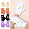 1 Pair Women Coral Fleece Gloves Cartoon Eyes Sausage Mouths Five-Finger Thermal Gloves Outdoor