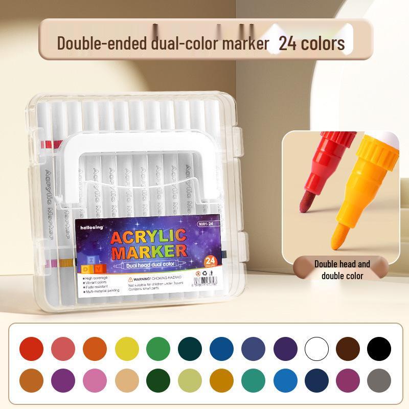 Acrylic Non-Bleeding Double-Ended Marker Pens for Kids, Washable and Layerable Watercolor and Colored Pens for Students.