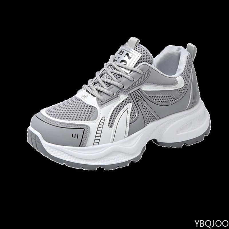 Модные универсальные кроссовки на толстой подошве женские весенние новые цветные легкие дышащие сетчатые спортивные кроссовки