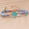 Ocean Eye Blue Heart Opal Bracelets Handmade Beaded Wristband