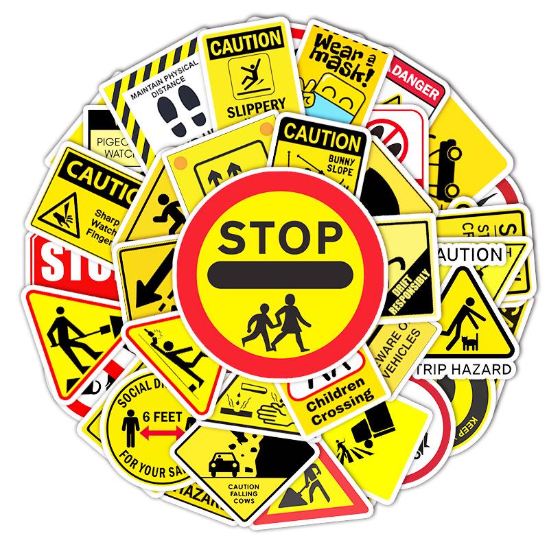 50 Водонепроницаемых наклеек с предупреждающими знаками: Граффити для багажа, самоката, компьютера, планшета, украшение
