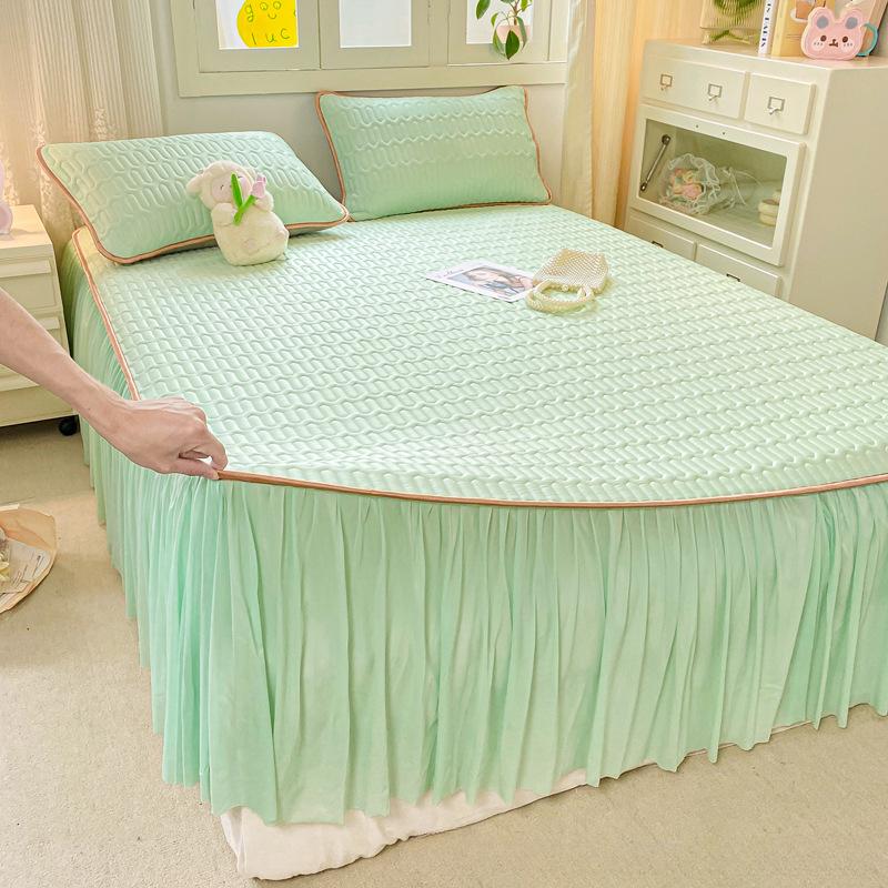 Новый свежий однотонный кружевной крутой латексный летний коврик-юбка-кровать, комплект из трех предметов