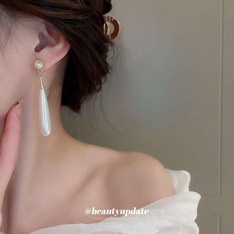 Серебряная игла Французские ретро серьги-капли с жемчугом элегантный темперамент высококачественные серьги-гвоздики серьги простая атмосфера серьги женские