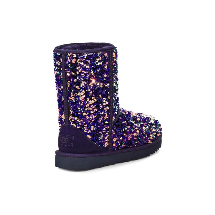 UGG Classic Short Stellar Sequin Snow Boots Black/Blue/Purple Women's 1112514-MDL