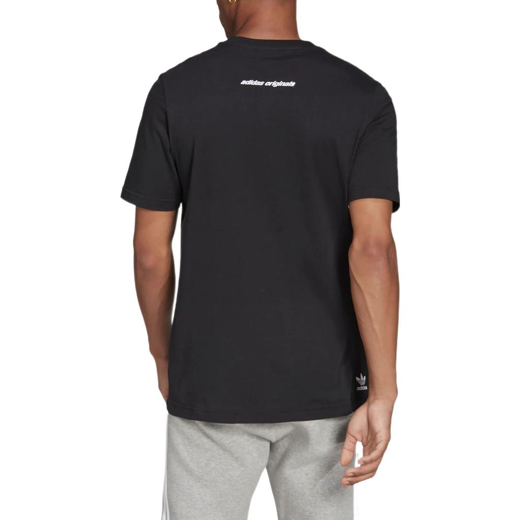 Adidas Originals Trefoil Multi-Logo Print Casual Crew Neck T-Shirt Men Tops Black HC7185