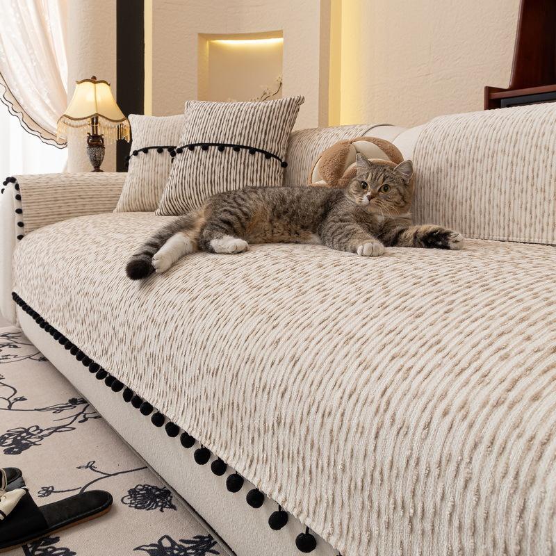 Sofa Cover Universal Thicken Short Plush Non-Slip Living Room Sofa Towel Irregular Edge Sofa Cushion Armrest Back Towel Home