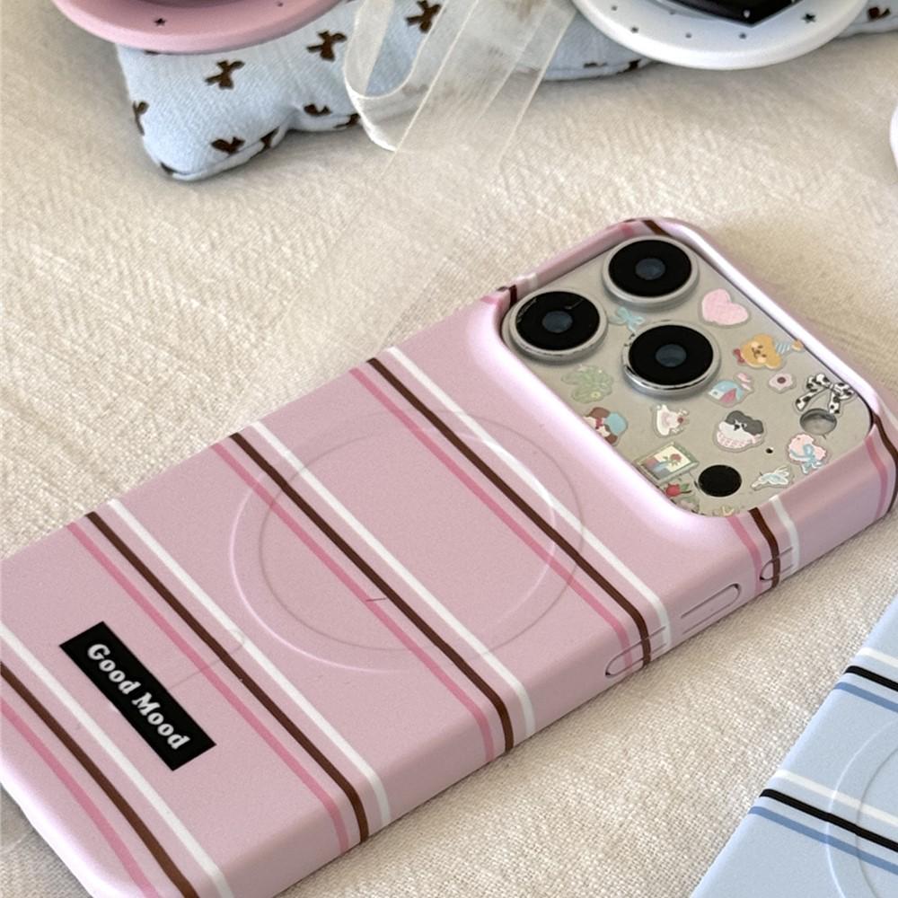 Магнитный чехол для телефона в корейском стиле с полосками для iPhone 15 Pro/17 Pro Max, Женский 16