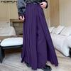 Men Solid Color Zipper Waist Pleated Layers Casual Wide Legs Pants Trousers