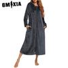 Long Sleeve Autumn and Winter Flannel Robe Cardigan Hooded Zipper Robe Pajamas