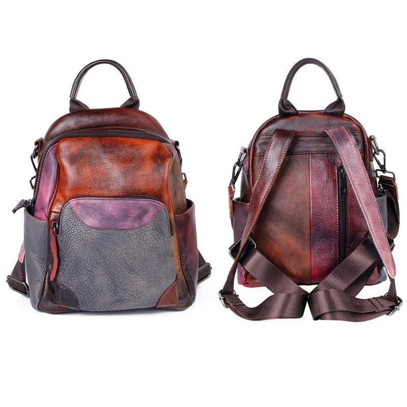 Женские рюкзаки из натуральной кожи, винтажные сумки классического дизайна для женских модных рюкзаков