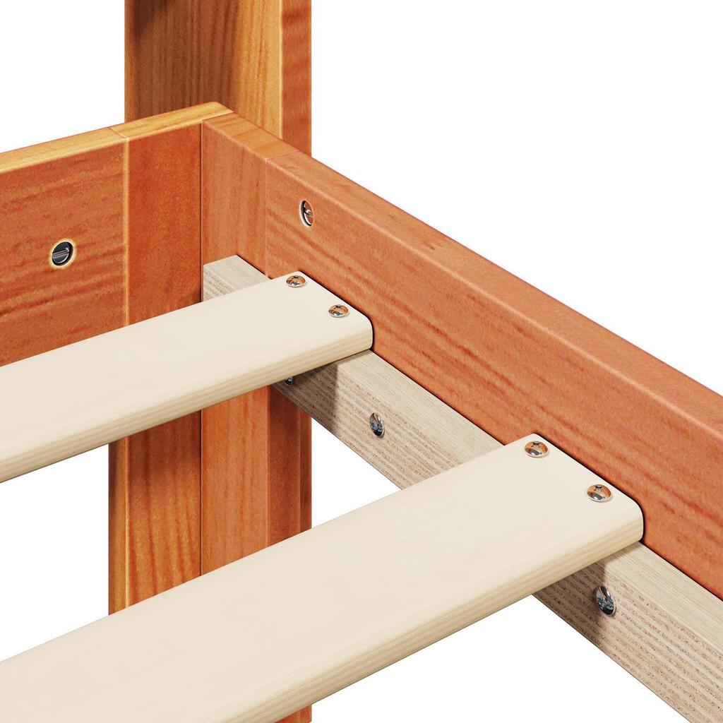 Bed Frame with Headboard 2 pcs Wax Brown Solid Wood Pine