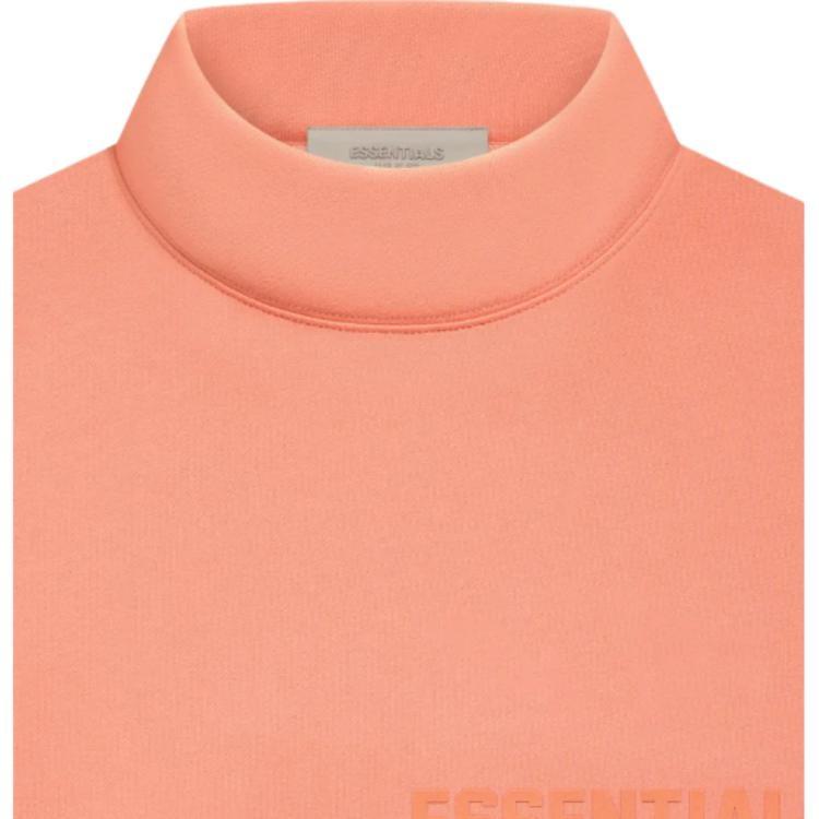 Fear Of God Essentials FW22 Essentials Mockneck Coral Letter Print Fleece Lined Sweatshirt Men's Coral Red FOG-FW22-021