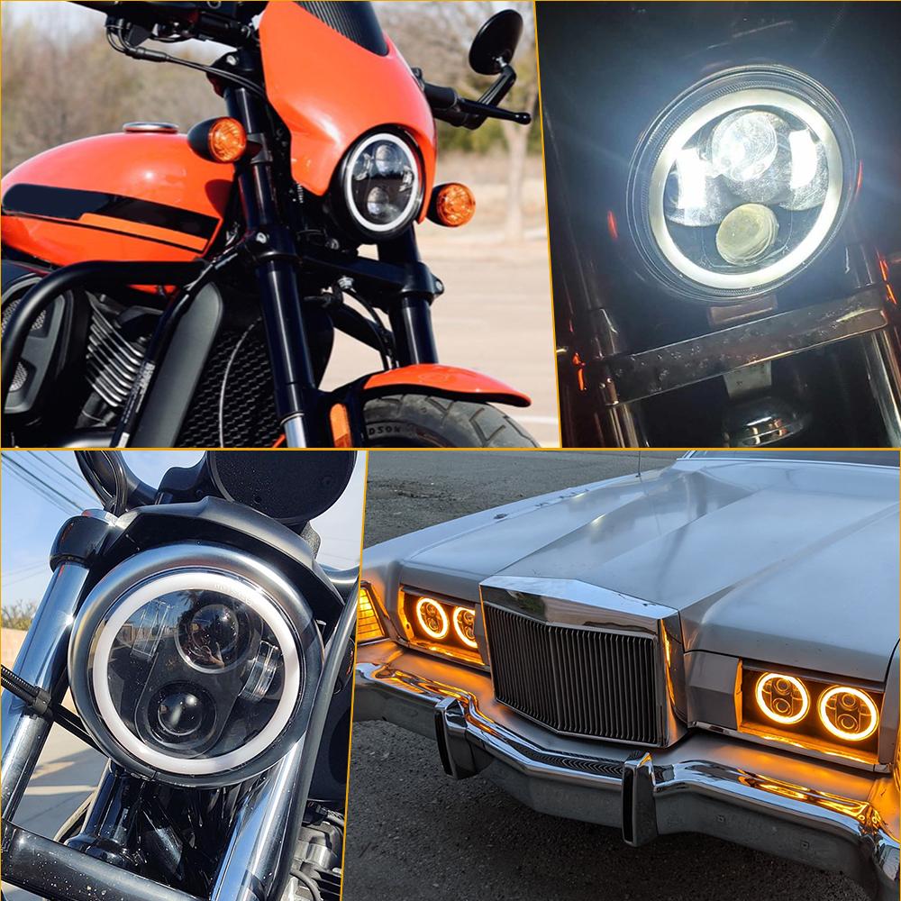 Фара для мотоцикла 5,75 дюйма Halo Angel Eyes дальний/ближний свет 5 3/4" DRL поворотник проект для Harley Sportster 883 XL883 FXCW