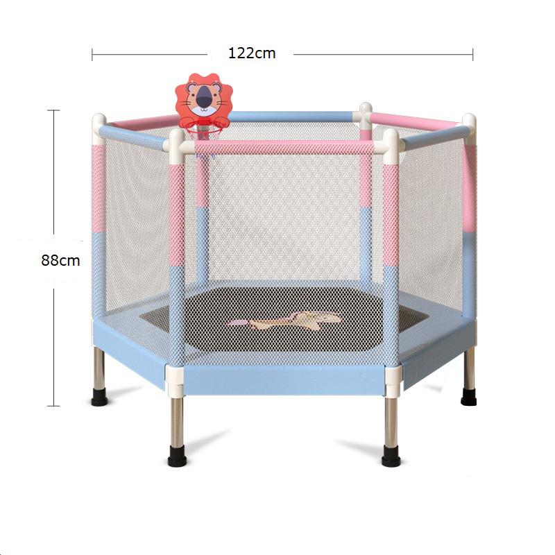 48-дюймовый шестиугольный батут для упражнений для детей с защитной сеткой, прыжковая кровать для спортивных развлечений в помещении