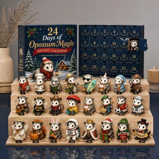 Tiered Tray Christmas Decor 24 Days of Highland Cow Magic Advent Calendar, Unique Mini Winter Home Accessories Figures, Farmhouse Holiday Decor,
