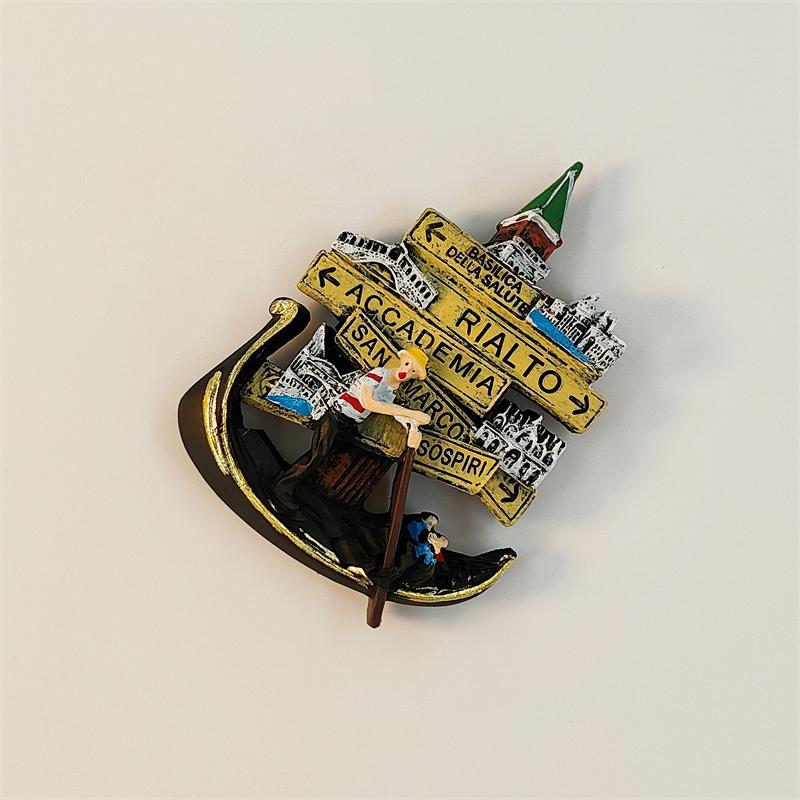 Италия Венеция гондола Дорожные знаки 3D Стереоскопическая смола живопись Туристические сувениры украшение дом магниты на холодильник