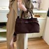 Faux Suede Shoulder Bag with Buckle for Women Large Capacity Monochromatic Casual Quality