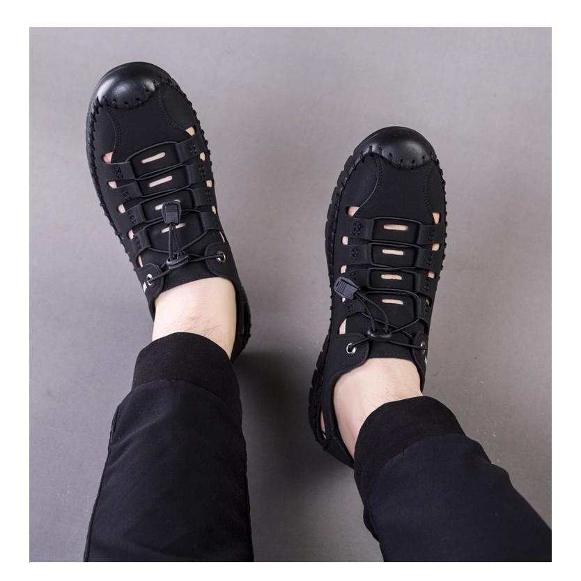 Летние мужские повседневные сандалии, модные дышащие туфли на плоской подошве, деловые кроссовки с мягкой подошвой