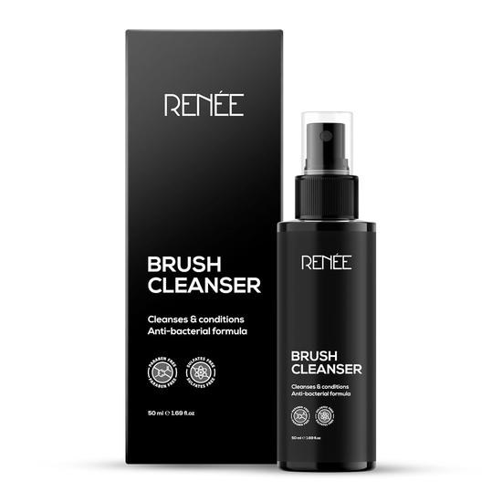 RENEE Brush Cleanser Spray Liquid, Rinse-Free & Quick Dry Anti-bacterial Formula, Deeply Cleans, Conditions ||Travel-Friendly, 50 Ml
