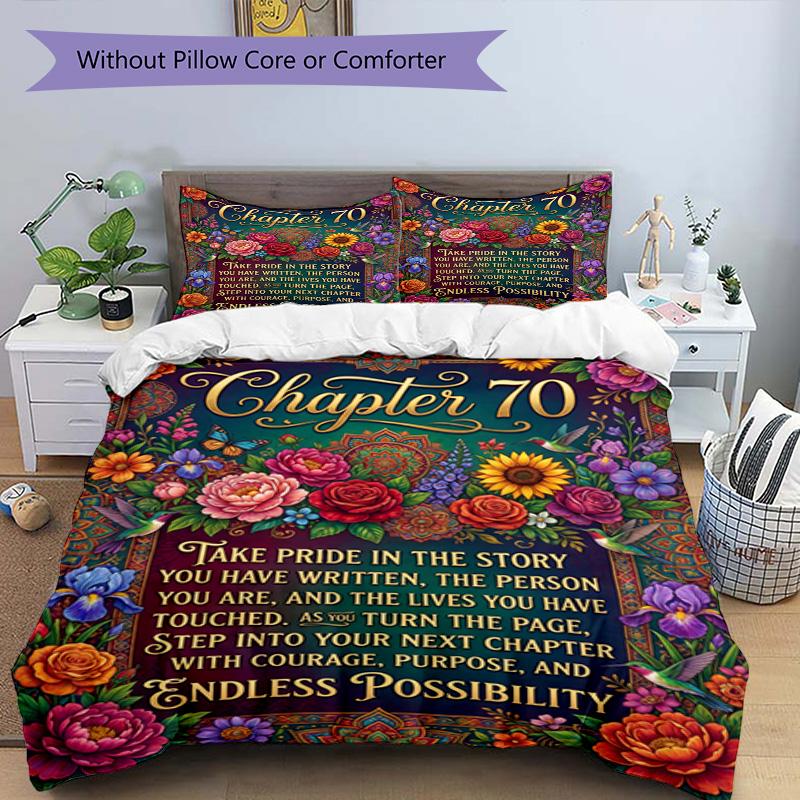 Vintage Celebration 3‑Piece Bedding Set,Soft Breathable Duvet Cover & 21 Pillowcases,Multi‑Purpose for Bedroom Dorm Guest Room,Great Festival Birthday