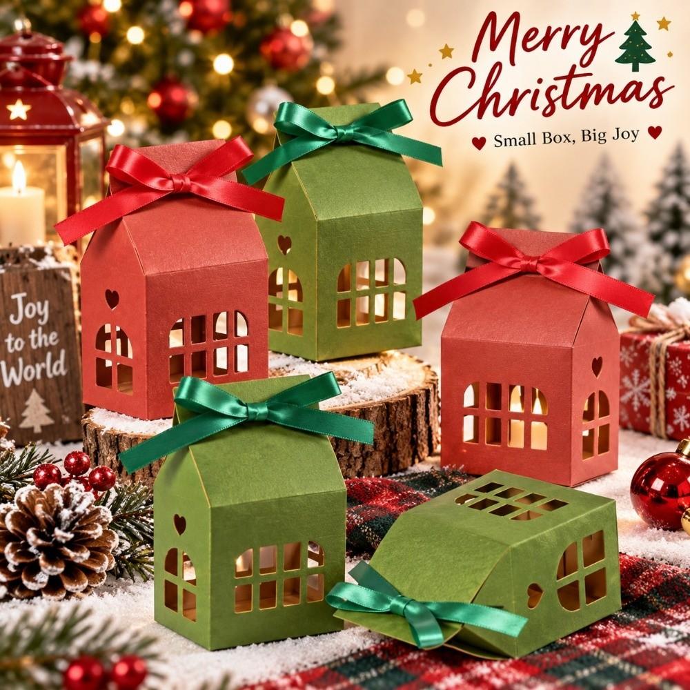 10Pcs Simple DIY Christmas Gift Box Set Hollow-Out Paper Candy Box New Holiday Decor Box Festival