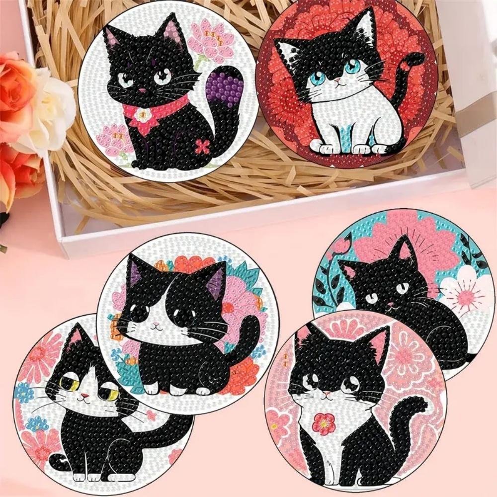 8 шт./набор подставок с рисунком в виде кошек, расписанных алмазами, подставки для самостоятельного изготовления с держателем, подходят для начинающих и взрослых, товары для творчества и рукоделия, подарки