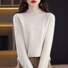 Новый трикотажный свитер с полувысоким воротником и прорезями из шерсти первой линии женский вязаный свободный универсальный пуловер теплый базовый слой