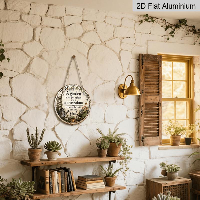 [Floral Garden Aluminum Sign] 2D Flat, 1pc Round Hanging Sign - A Garden Is Not Just A Place Inspirational Metal Sign, Floral Garden Decorative Signs