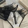 "Cat Girlfriend Satin Lace Low Waist Hollow Panties - Pure Cotton Crotch"