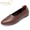 Fashion AIYUQI Genuine Leather Mom Shoes Non-slip 2025 New Flat Women Spring Shoes Shallow Soft Sole Large Size 41 42 43 Women's Shoes