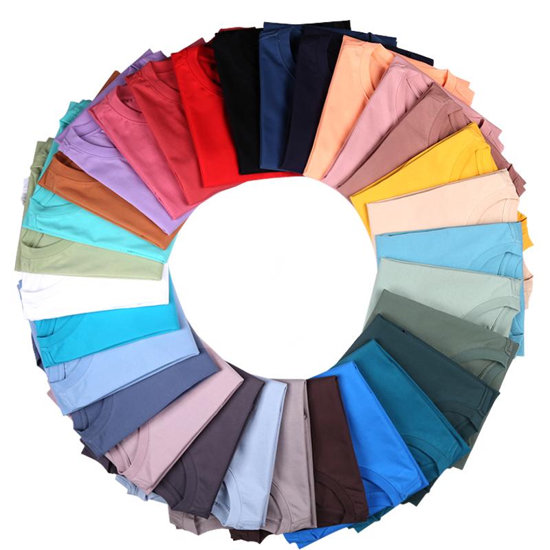 Zirunking Long-staple Cotton Short-sleeved T-shirt Unisex Top Youth Casual Solid Color Loose Round Neck Half-sleeved Top CHANGRONG