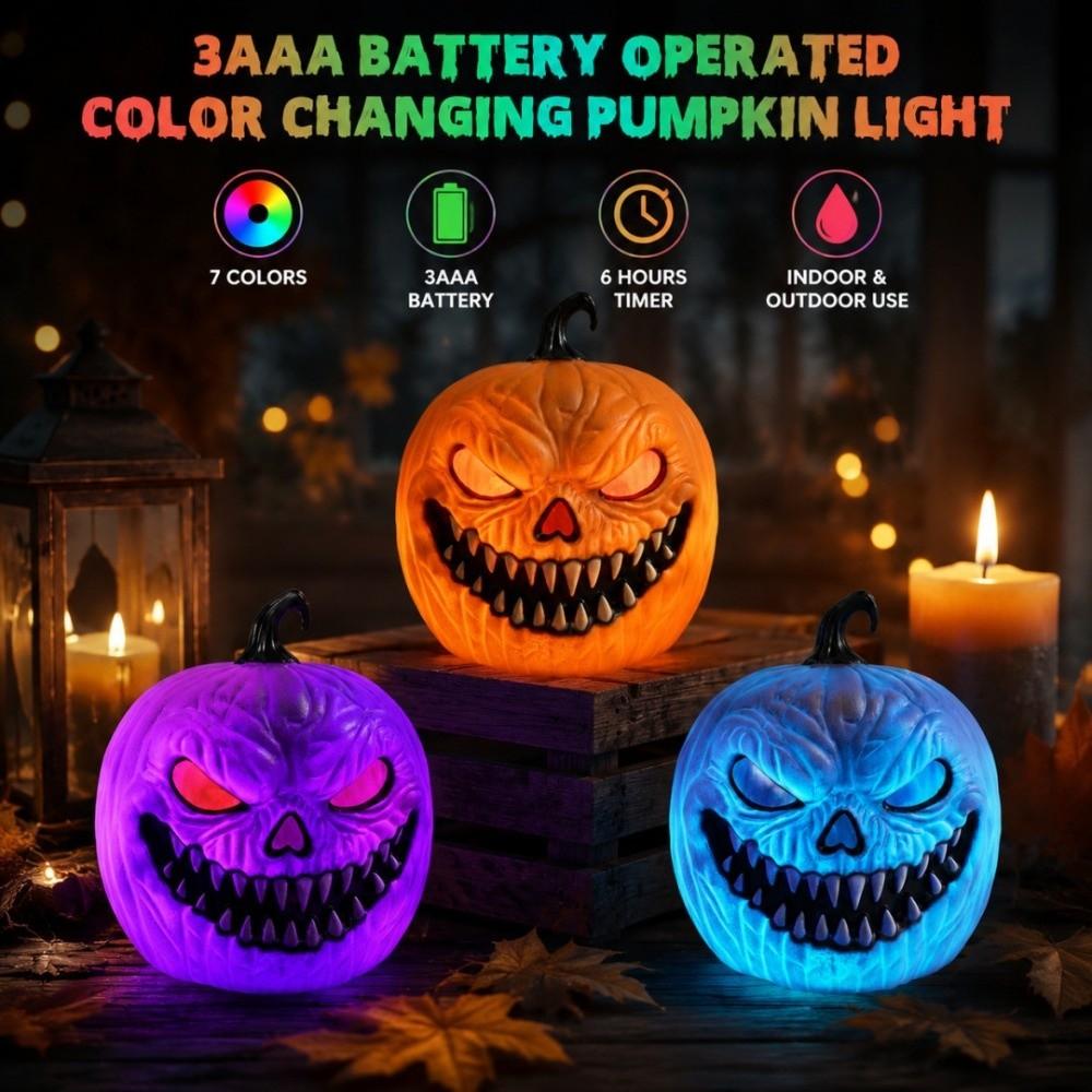 Voice-Activated Halloween Ornament Glowing Sound Activated Lamp Pumpkin Light Indoor