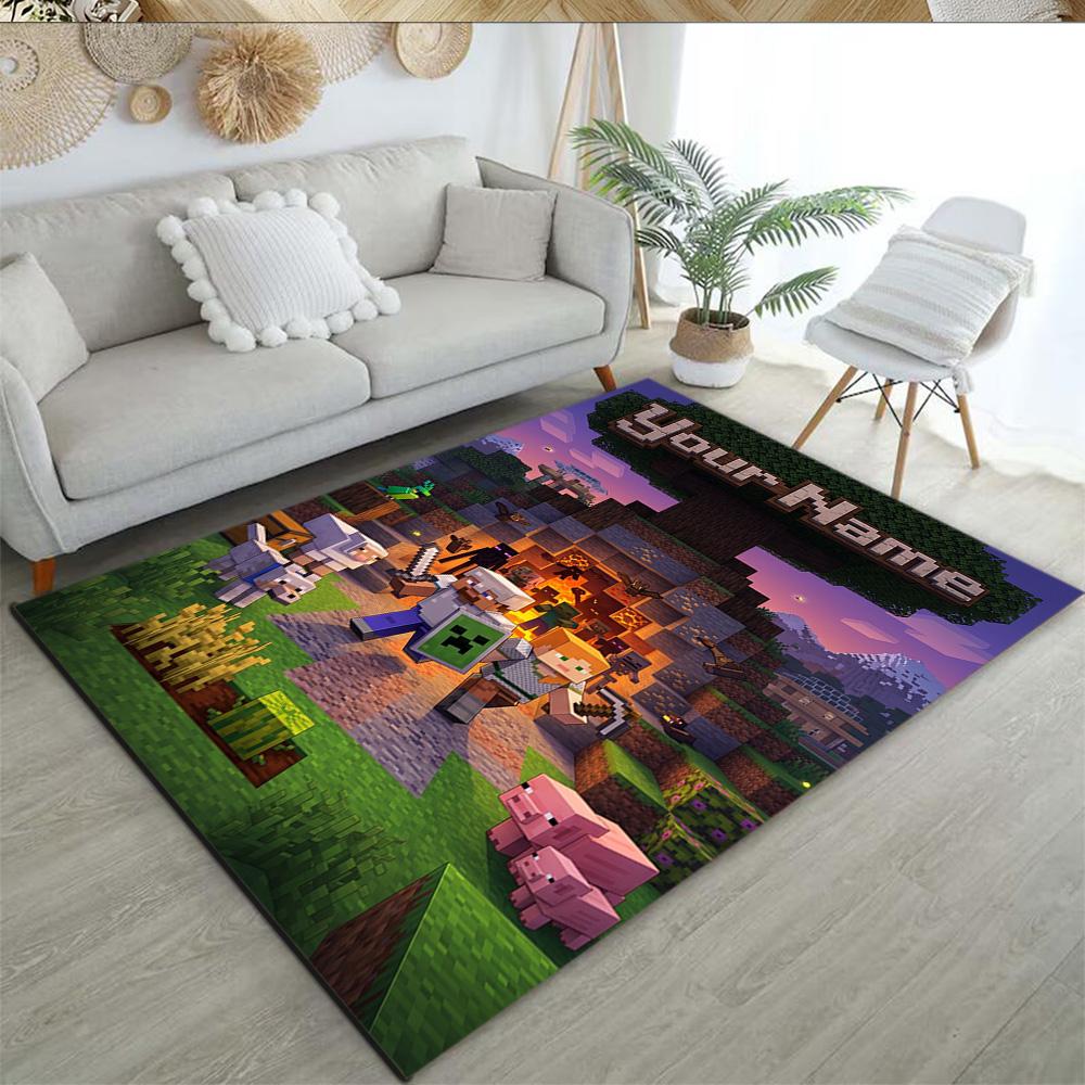 Minecraft Customized Name Floor Rug Office Rug Design For Dining Room Balcony Hallway Entryway Antislip Carpet Anime Office Decor