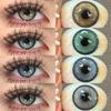 1 пара 2 шт. 14,2 мм годовые одноразовые цветные контактные линзы, 40% воды, коричневые/зеленые/синие/серые, мягкие и дышащие для ежедневного ношения