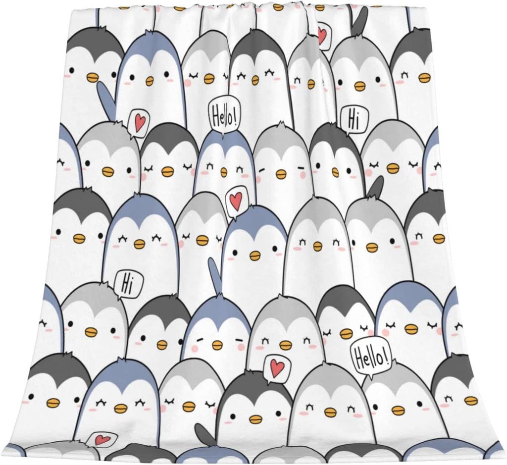 Мягкое теплое одеяло с пингвином, легкое фланелевое флисовое покрывало для кровати, подарок для девочек, мальчиков, мужчин, женщин, стул, диван
