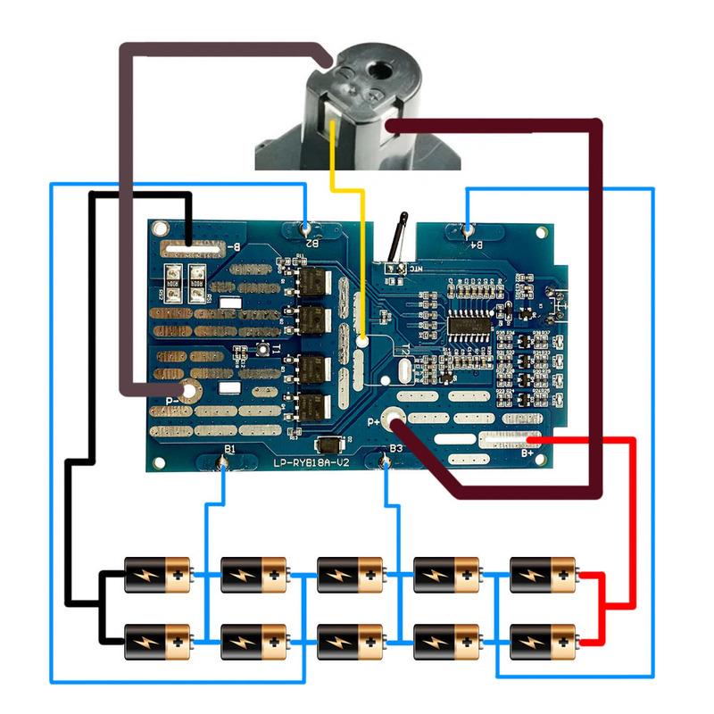 Пластиковый кейс для хранения 10 аккумуляторов 18650 для Ryobi 18V P108 Li-ion, с платой защиты от перезаряда PCBA P103