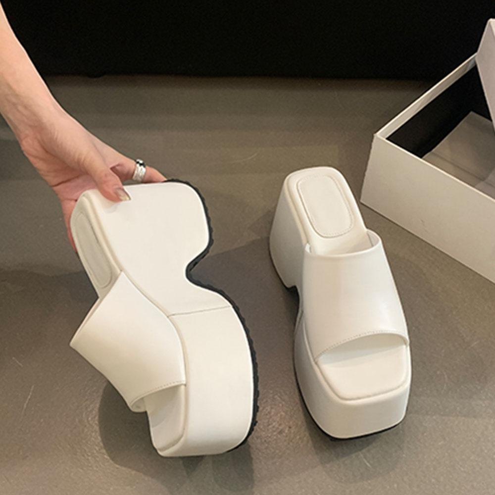 Punk Chunky Platform Mule Sandals For Women Brand New Summer Thick Heel Comfy Women Shoes Casual Slipper Big Size 42