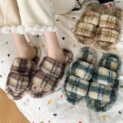 Модная женская обувь Модные балетки Тапочки с открытым носком Домашние тапочки Плюшевая обувь для спальни Повседневные уличные сандалии Платформенные шлепанцы