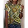 Women's Summer Tees Digital Print Character Abstract Print Short Sleeve T Shirt Ladies Vintage Top