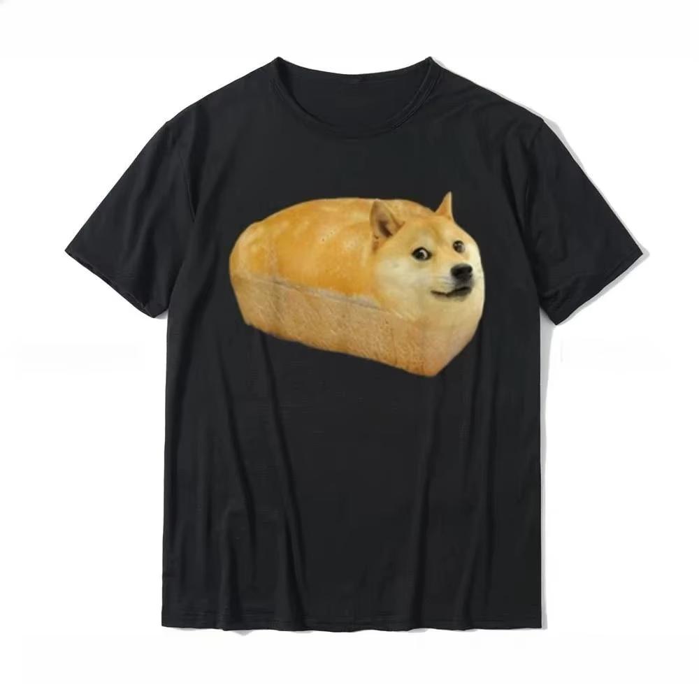 Смешная футболка с принтом Doge Bread Meme, обычные топы, футболка для женщин, летние мультяшные футболки
