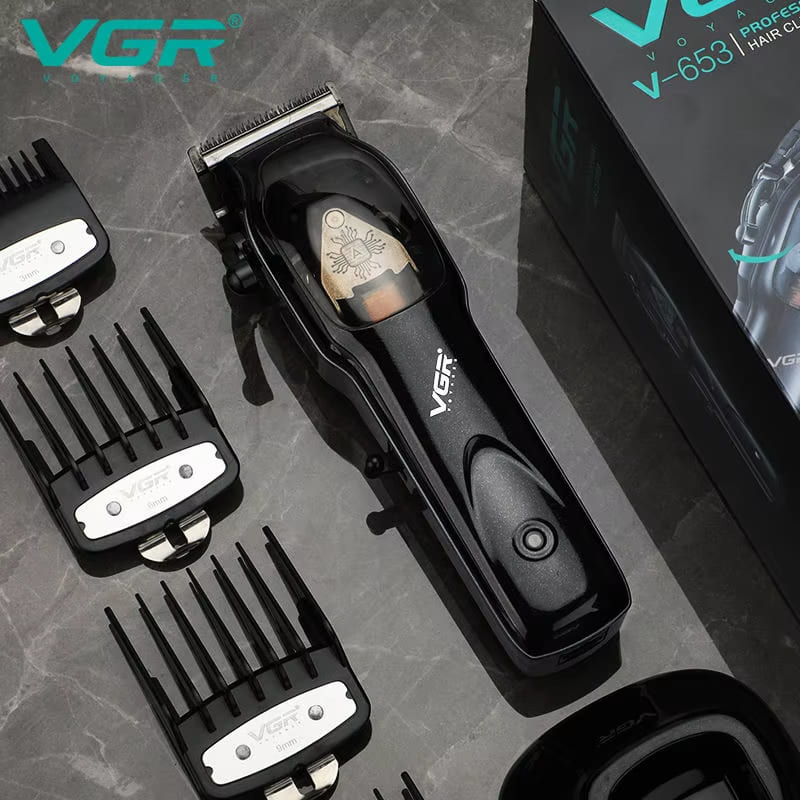 VGR 653 Оригинальная машинка для стрижки волос Профессиональный триммер для волос Стрижка бороды и волос 9000 об/мин Высокопроизводительная регулируемая машина для стрижки волос Парикмахерская машинка для мужчин