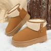 Fashion Color Block Suede Flat Shoes Winter New Round Toe Warm Non-slip Wear-resistant Snow Boots
