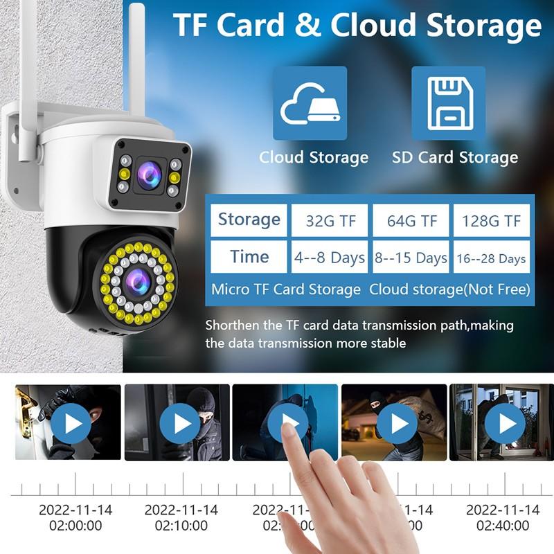 4MP 2K  IP WiFi Security Camera PTZ Dual Lens / Screen CCTV Outdoor Waterproof WiFi Surveillance Cameras Smart Home Security Camera