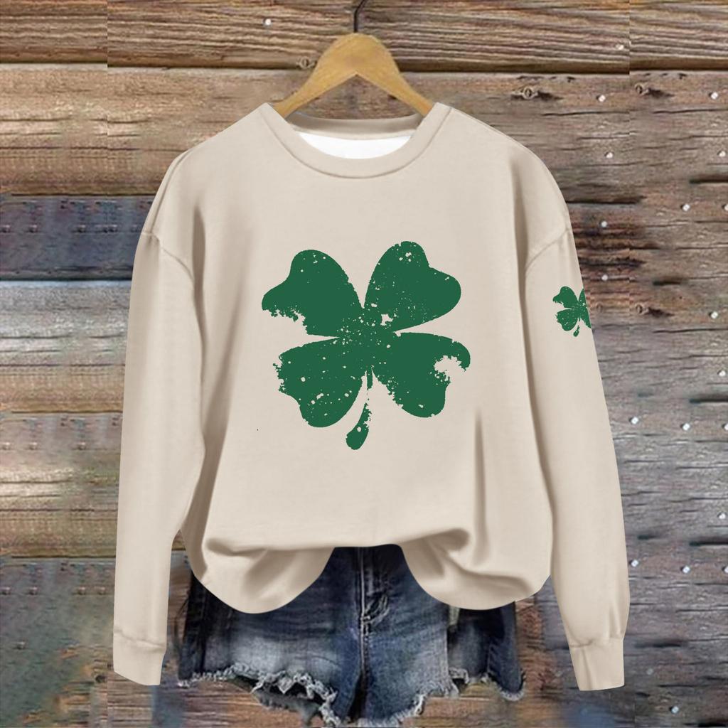 Женская повседневная модная блузка с длинным рукавом и круглым вырезом, пуловер с принтом