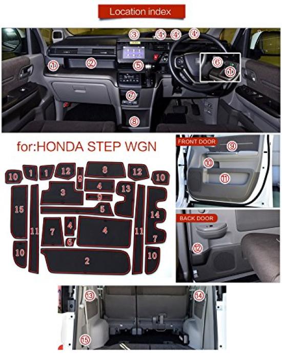 Коврики в карманы дверей для Honda new Step Wagon RP типа Step wgn детали интерьера резиновый коврик аксессуары 24 шт. RP1~RP5 2015-2022 противоскользящие (черный)