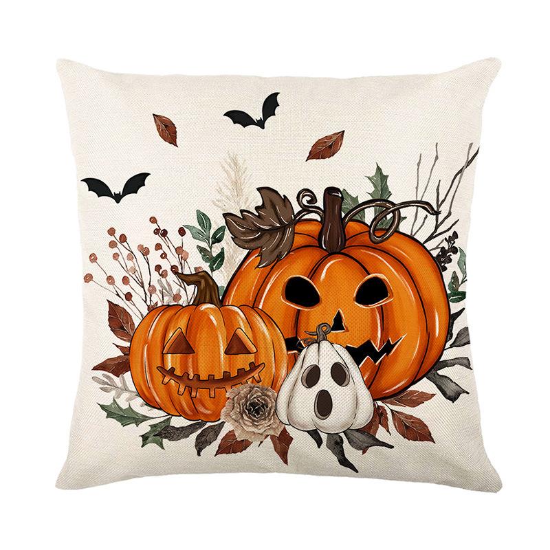 1pc Halloween Cushion Cover Pumpkin Ghost Pattern Pillowcase Suitable for Festival Living Room Bedroom Decoration Festival Gifts